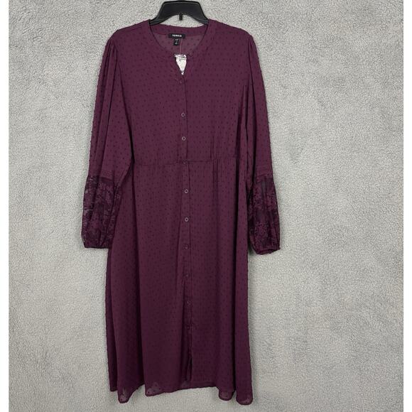 Torrid Woman Sheer Kimono Clit Dot Texture Plus sz 1X Button Front Lace Fairy - Picture 3 of 16